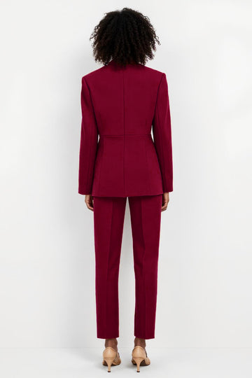 Burgundy Notched Lapel Single-Breasted 2-piece Women Suits
